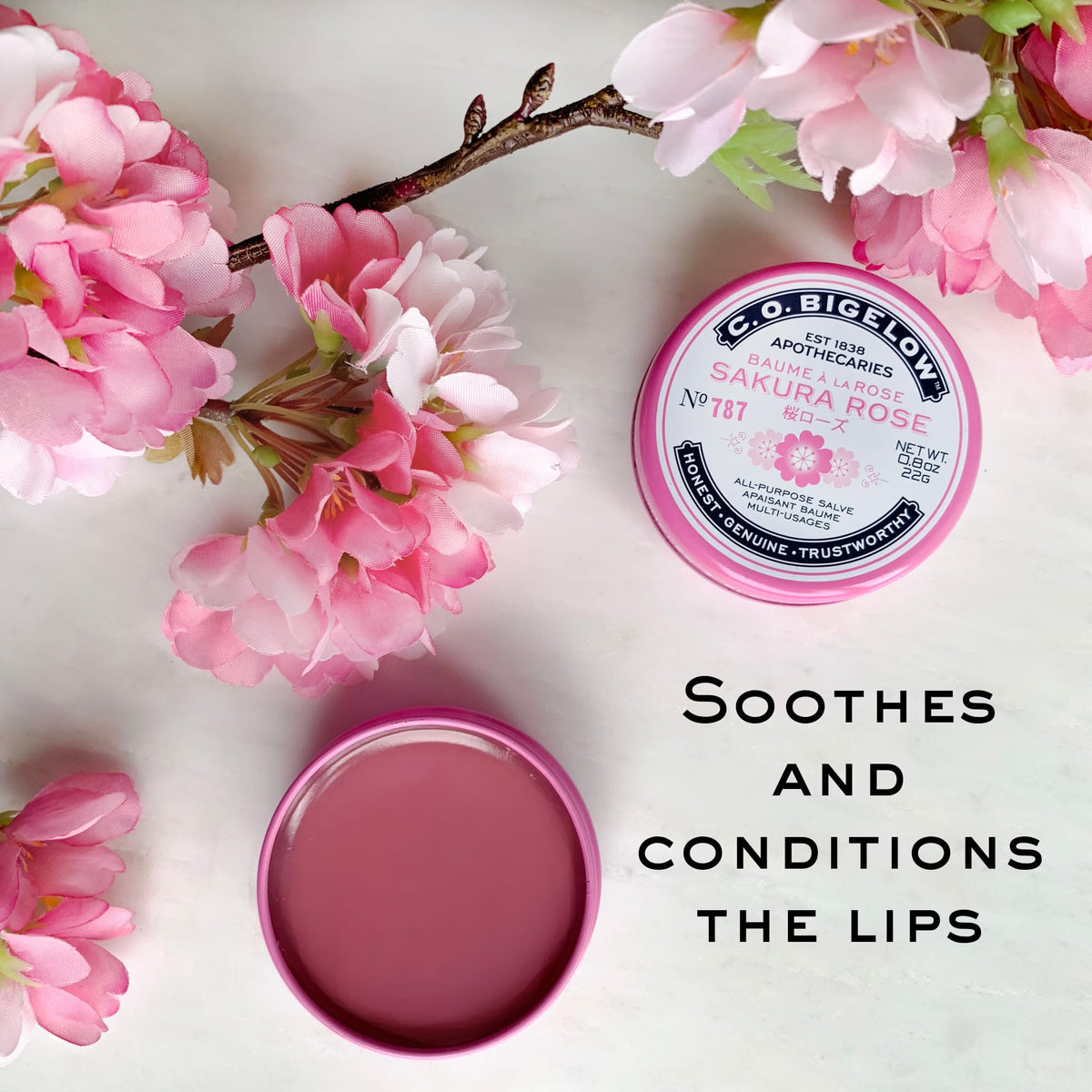Three Sakura Rose Salve tins in pack for home, bag, and desk use.