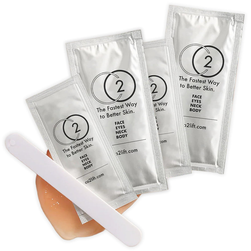 CO2Lift Pro carboxy gel mask packaging view highlighting at-home spa-like glow