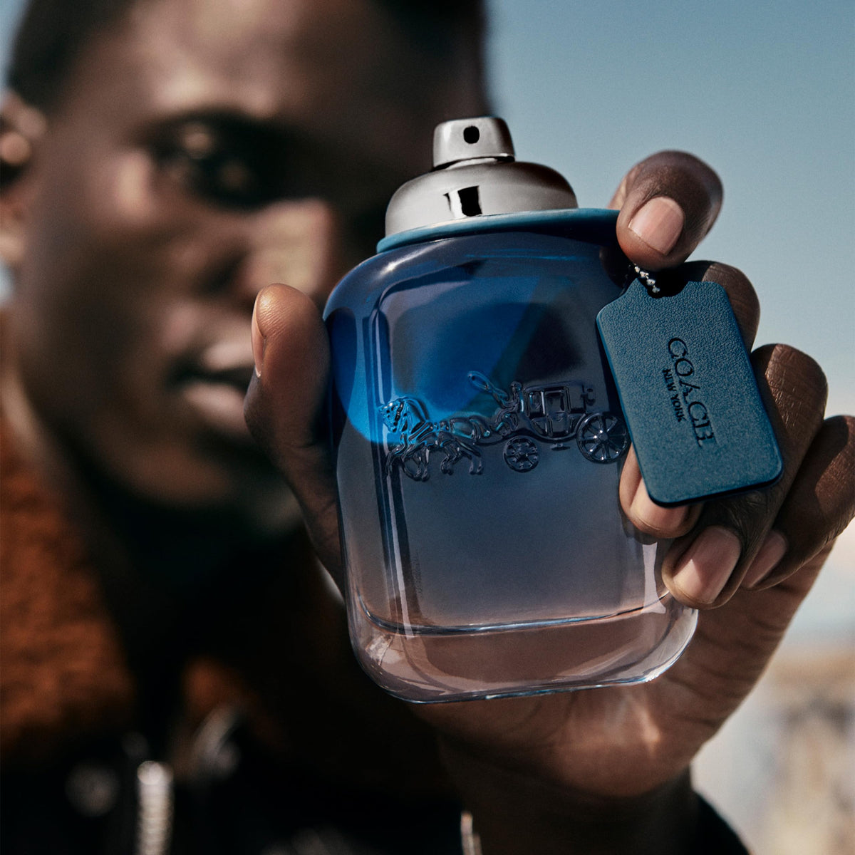 COACH Blue EDT back label with usage notes for informed application.