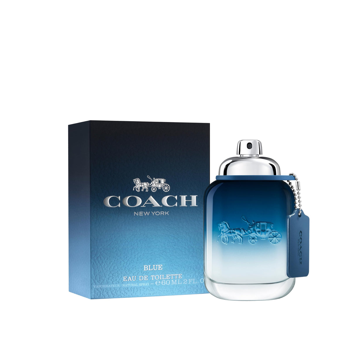 COACH Blue EDT cap detail with sleek design for easy handling.