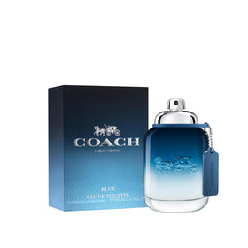 COACH Blue EDT cap detail with sleek design for easy handling.