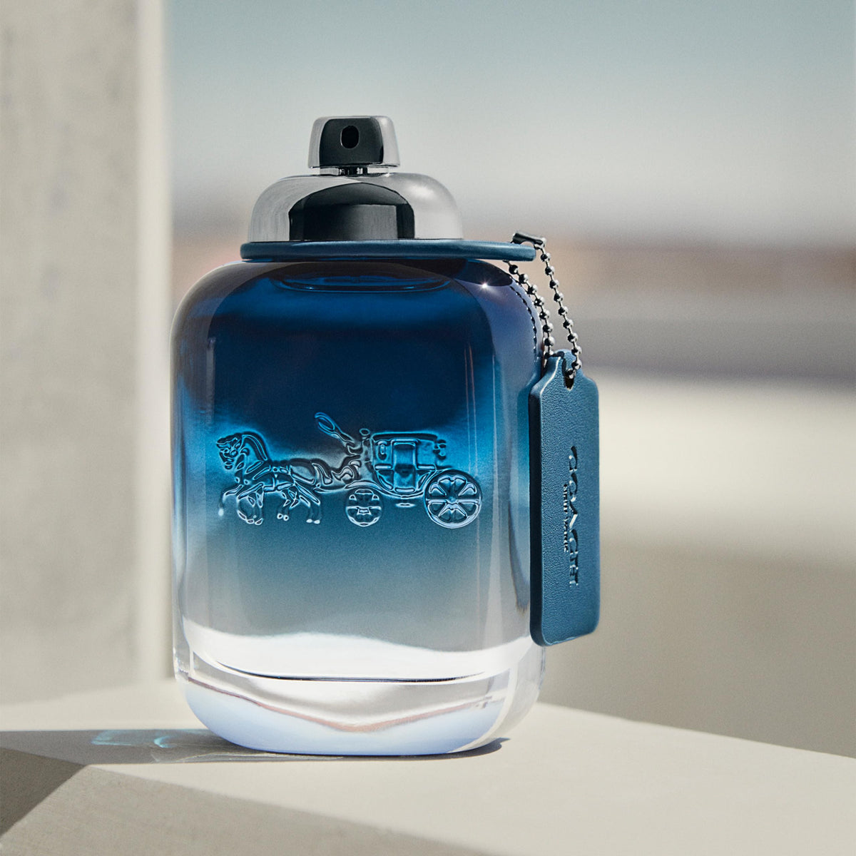 COACH Blue EDT close-up of logo and color accents for premium feel.