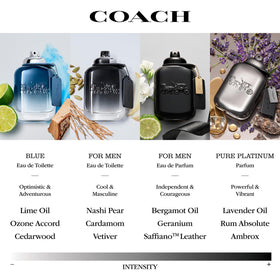Coach for Men EDP amber-toned flacon emphasizing versatile fragrance profile