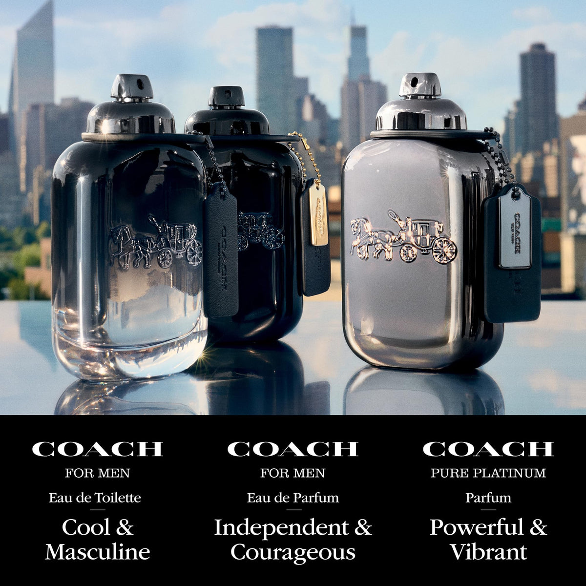 Coach for Men EDP bottle on mantel, elegant fragrance for evening occasions