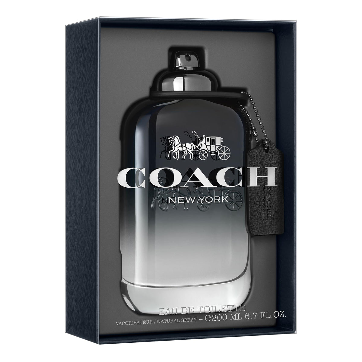 Engraved bottle details of Coach For Men Jumbo EDT highlight luxury finish