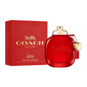 Coach Love EDP packaging box signals premium gift-ready presentation.