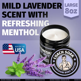 8oz tub sits on a nightstand, a long-lasting addition to nightly routines with Coach Soak.
