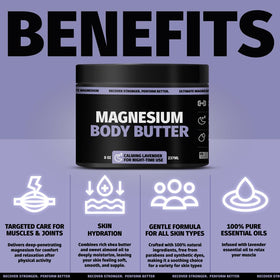 Gentle lavender aroma enhances relaxation during your evening wind-down with Coach Soak Nighttime Magnesium Body Butter.