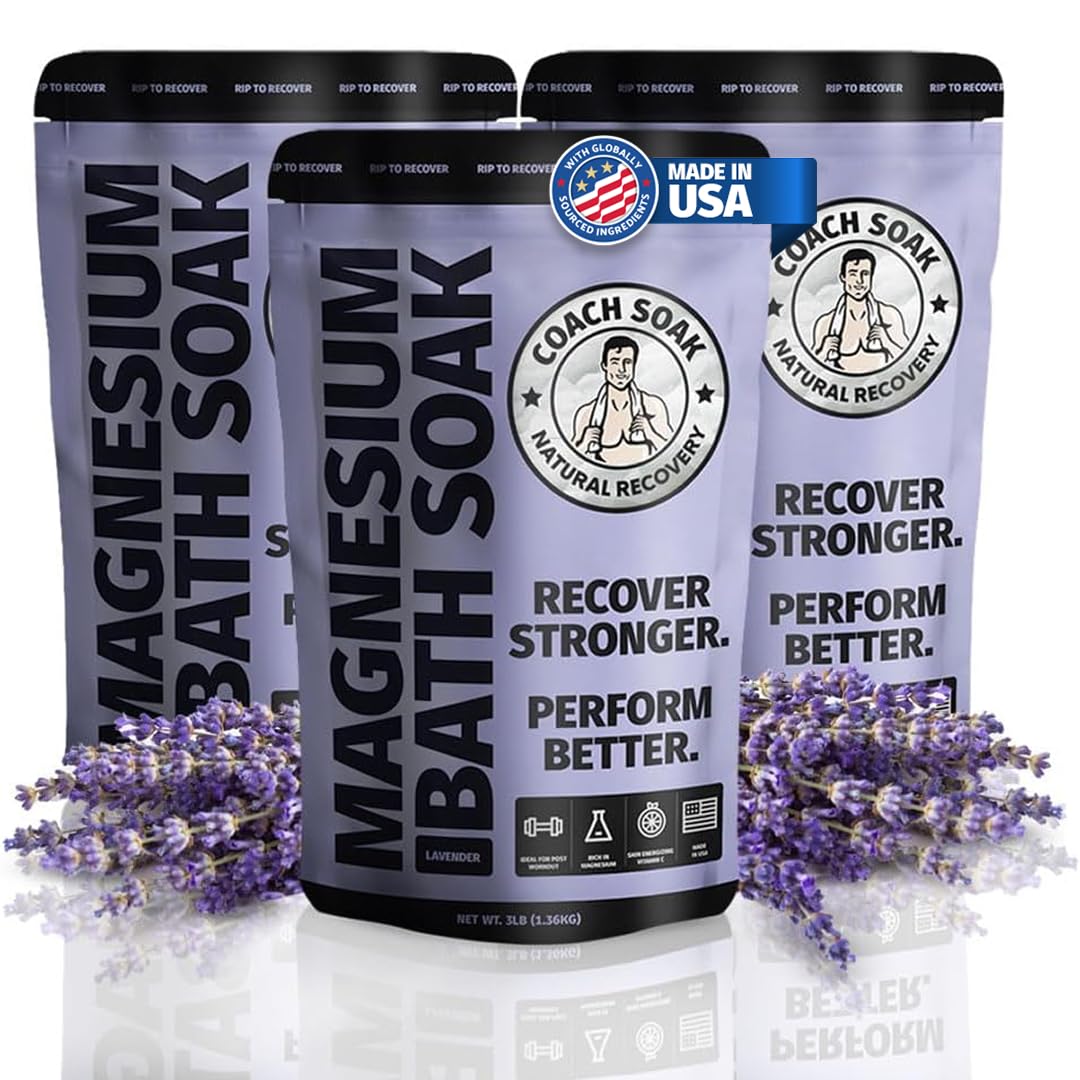 Coach Soak Recovery Bath Soak with magnesium flakes for muscle relaxation.