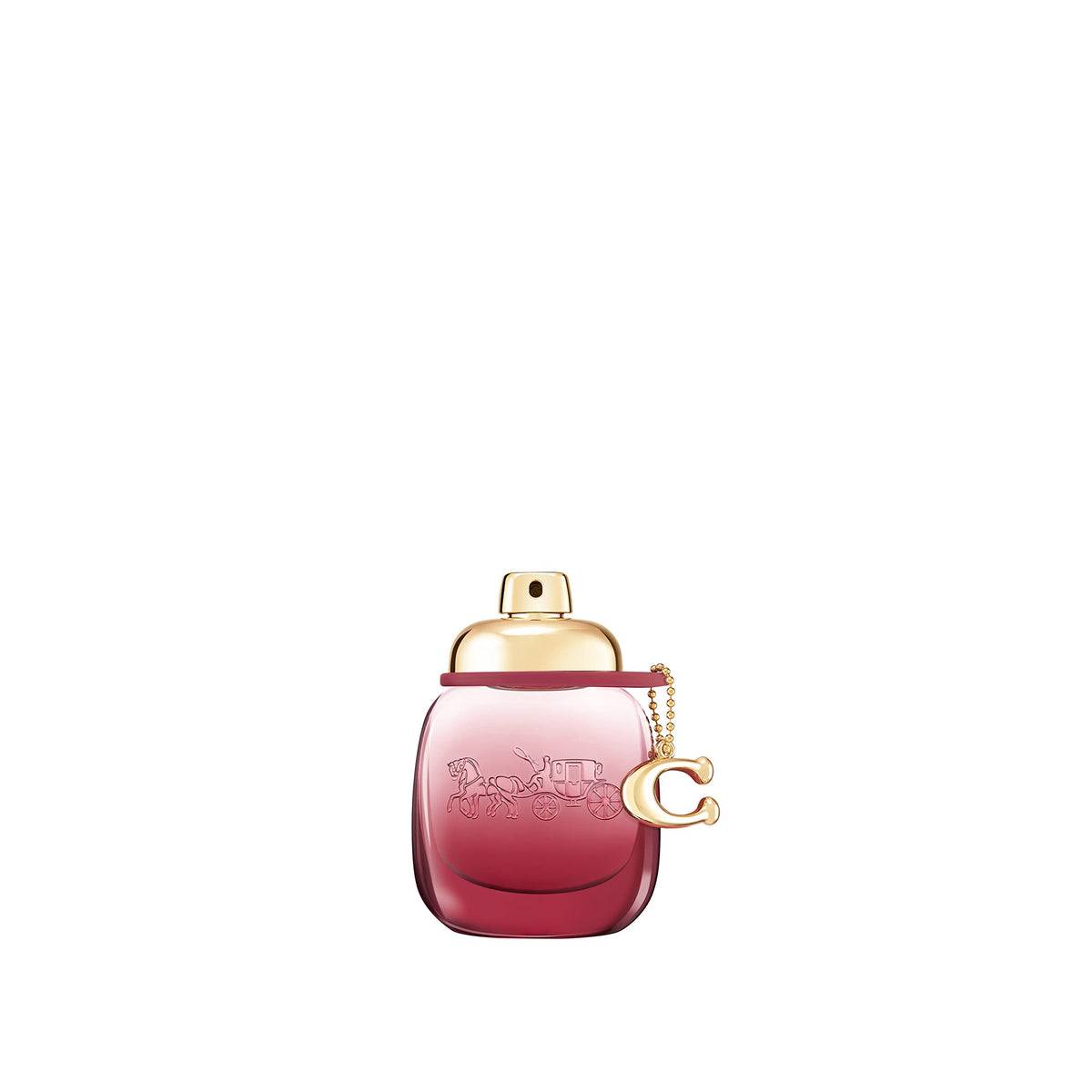 Coach Wild Rose bottle with ombre gradient suggesting bold, feminine allure for daily wear.