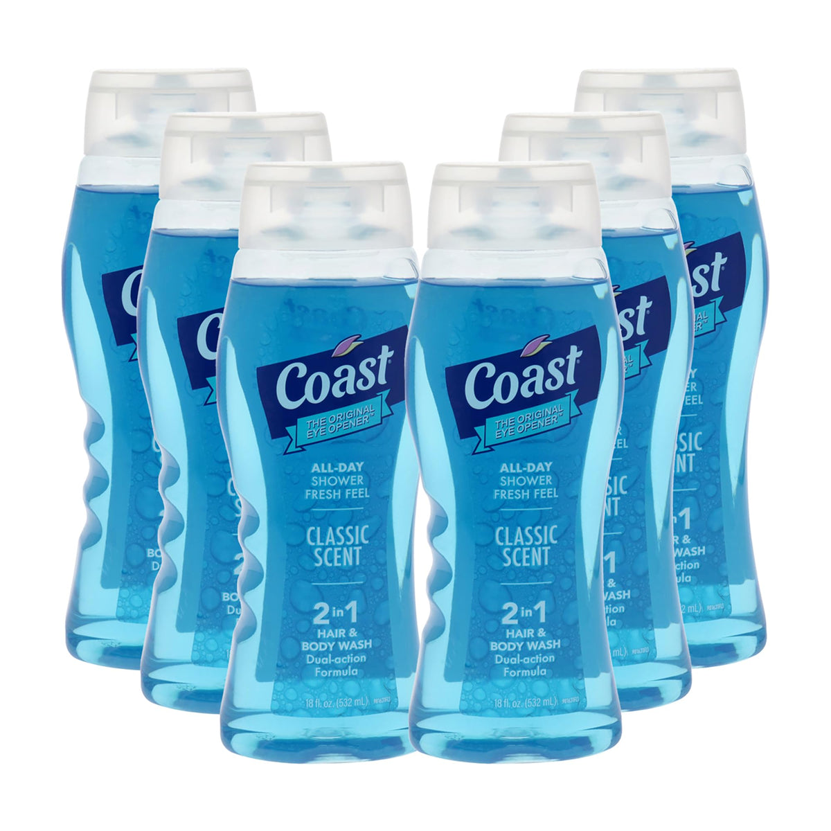 Coast 2-in-1 hair and body wash delivers a rich foamy lather for refreshing cleansing.