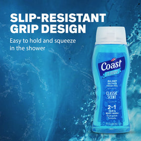 Coast 2-in-1 18 oz bottle shown for long-lasting use.