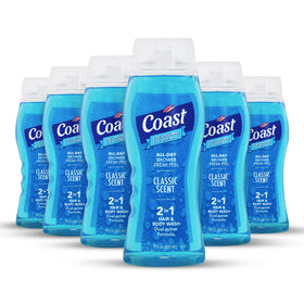 Coast 2-in-1 bottle with classic scent for quick cleansing.