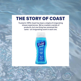 Coast 2-in-1 morning routine scene promotes quick refreshing cleanse.