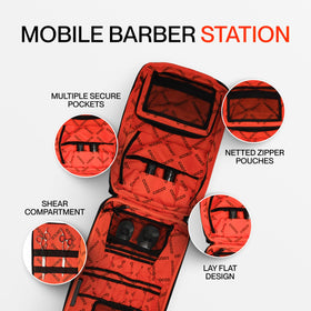 Cocco Barber Backpack includes built-in charger keeps devices powered.