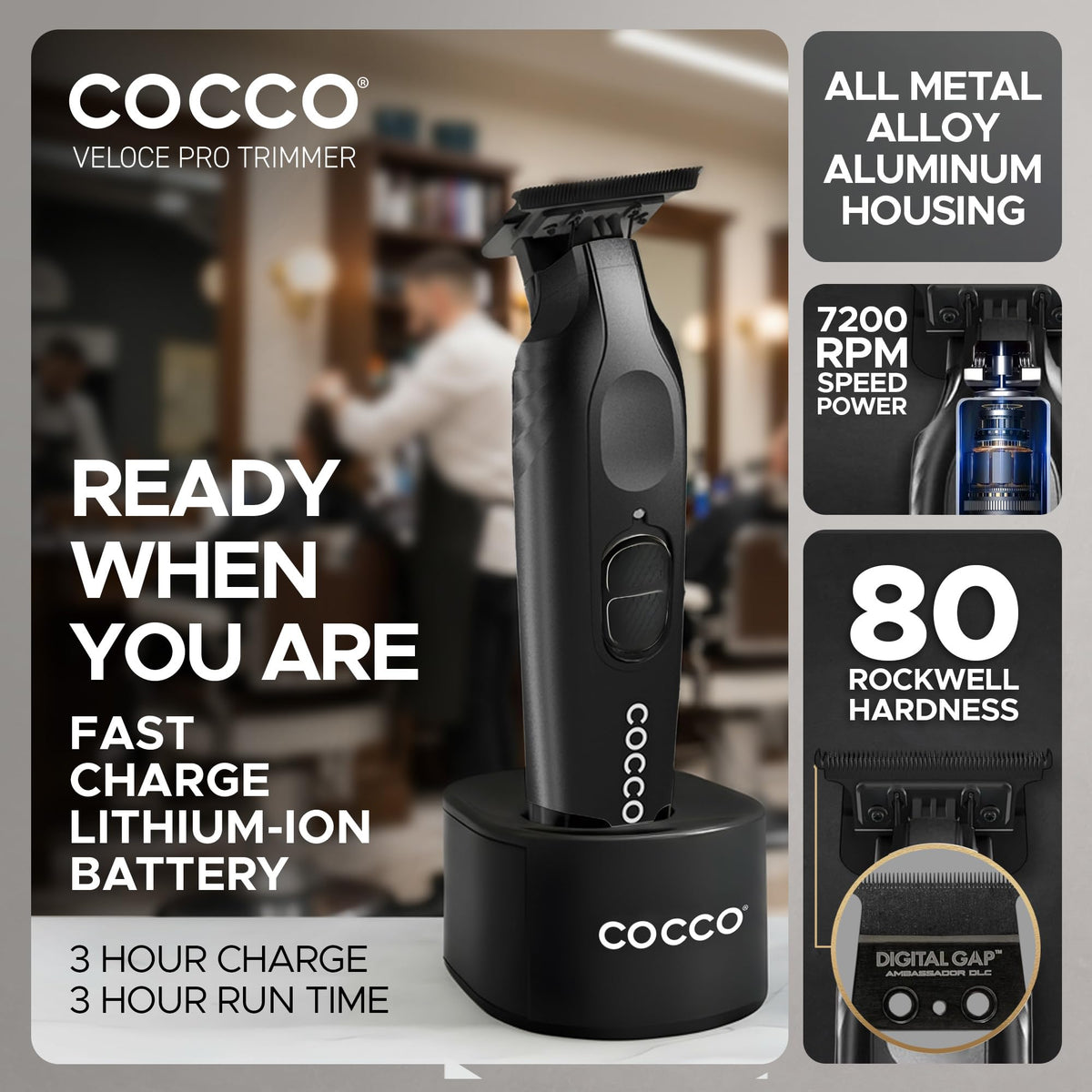 Cocco Veloce Pro Trimmer skin protection for comfortable detailing sessions.