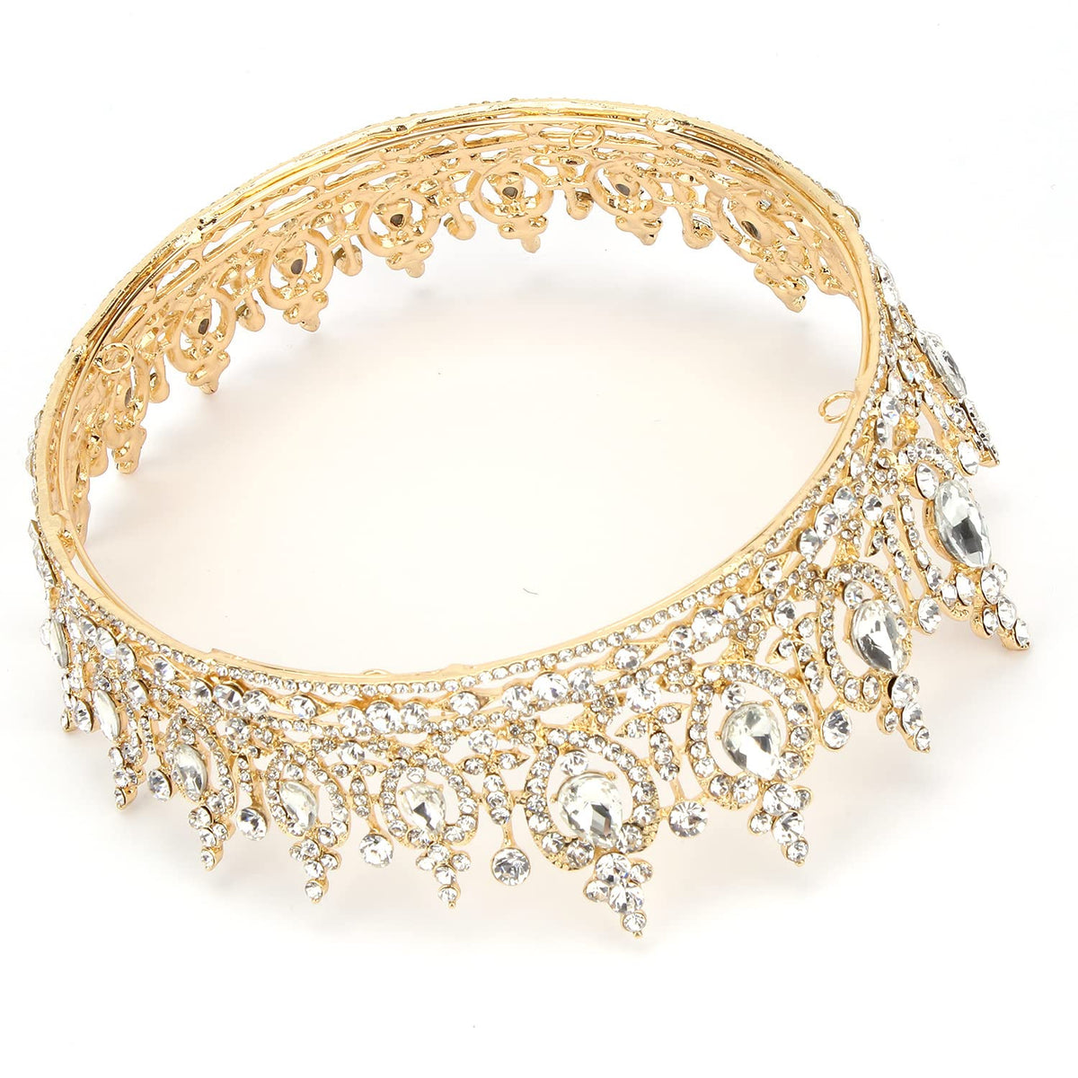 COCIDE bridesmaid crown crystal tiara gold, elegant, comfortable wear all day.