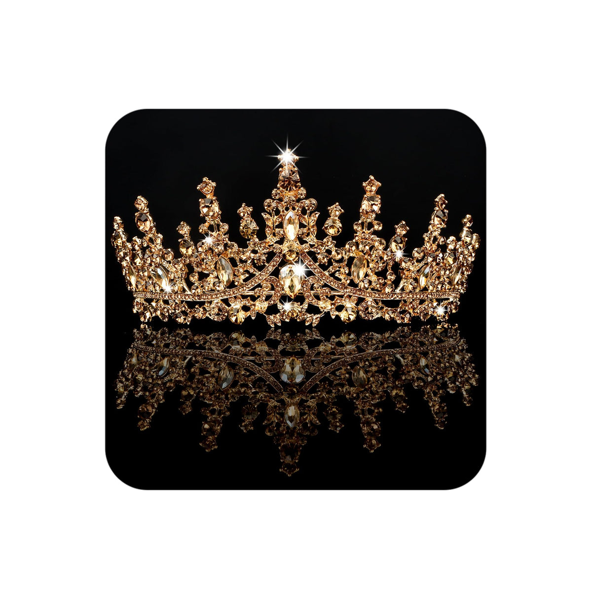 COCIDE Gold Tiara Crown front view for bridal and photo moments