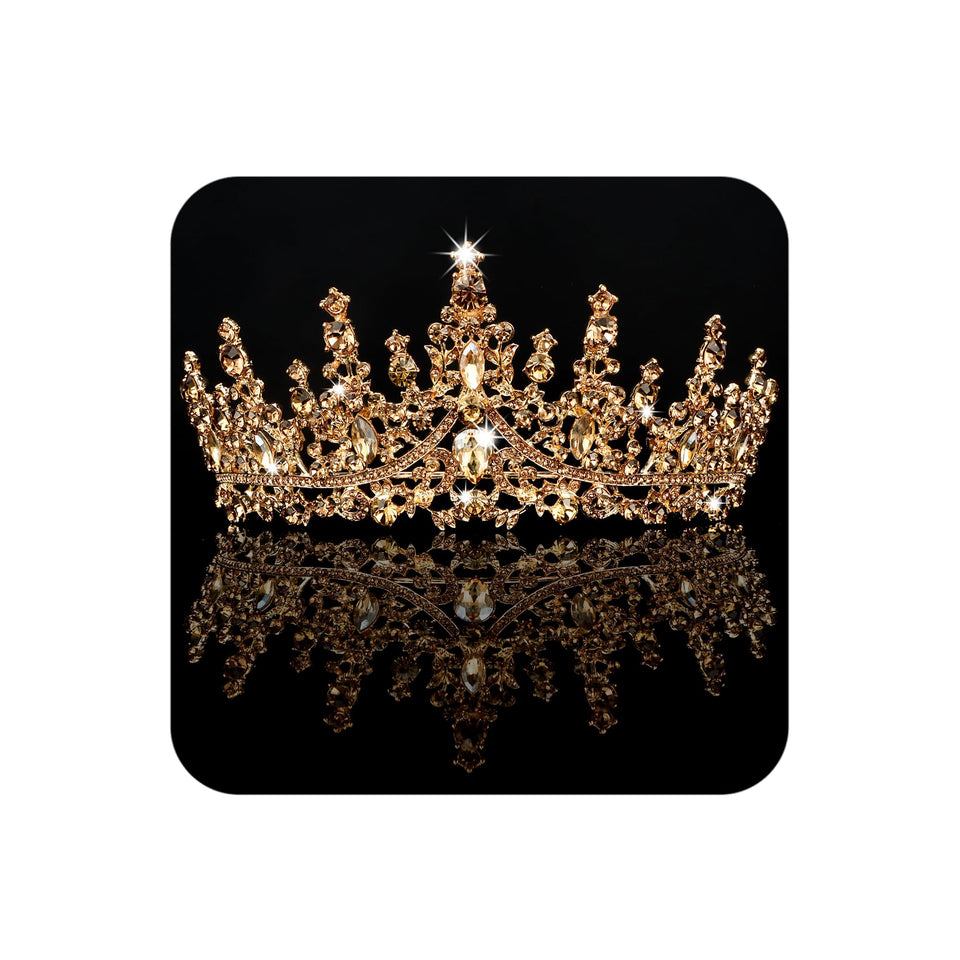 COCIDE Gold Tiara Crown front view for bridal and photo moments