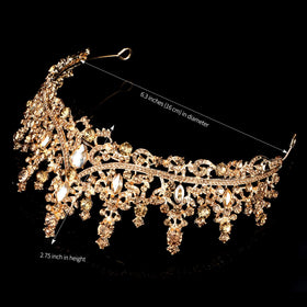 COCIDE Gold Tiara Crown side view showing regal shine for hairstyles