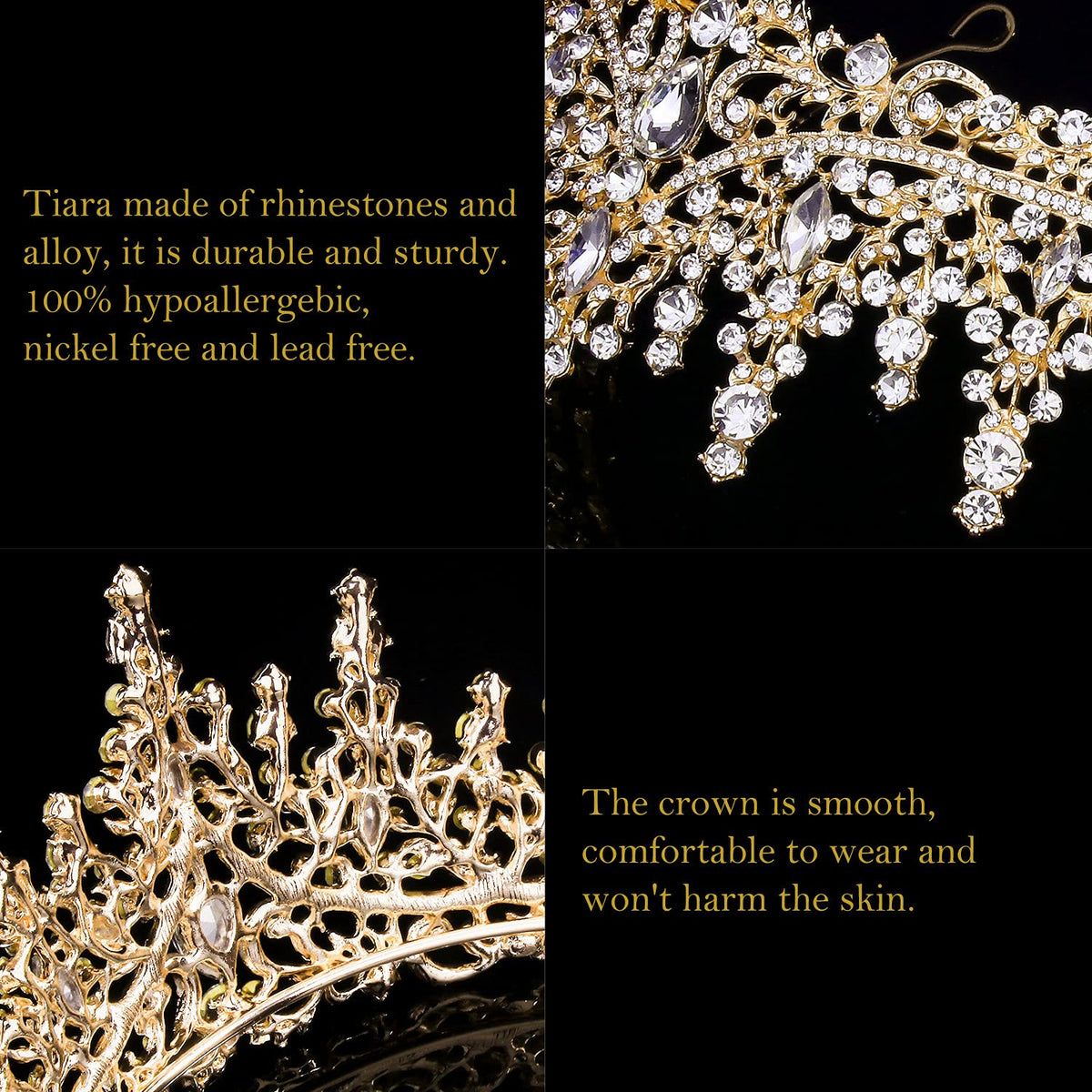 COCIDE Gold Tiara handmade detail highlights quality craftsmanship.