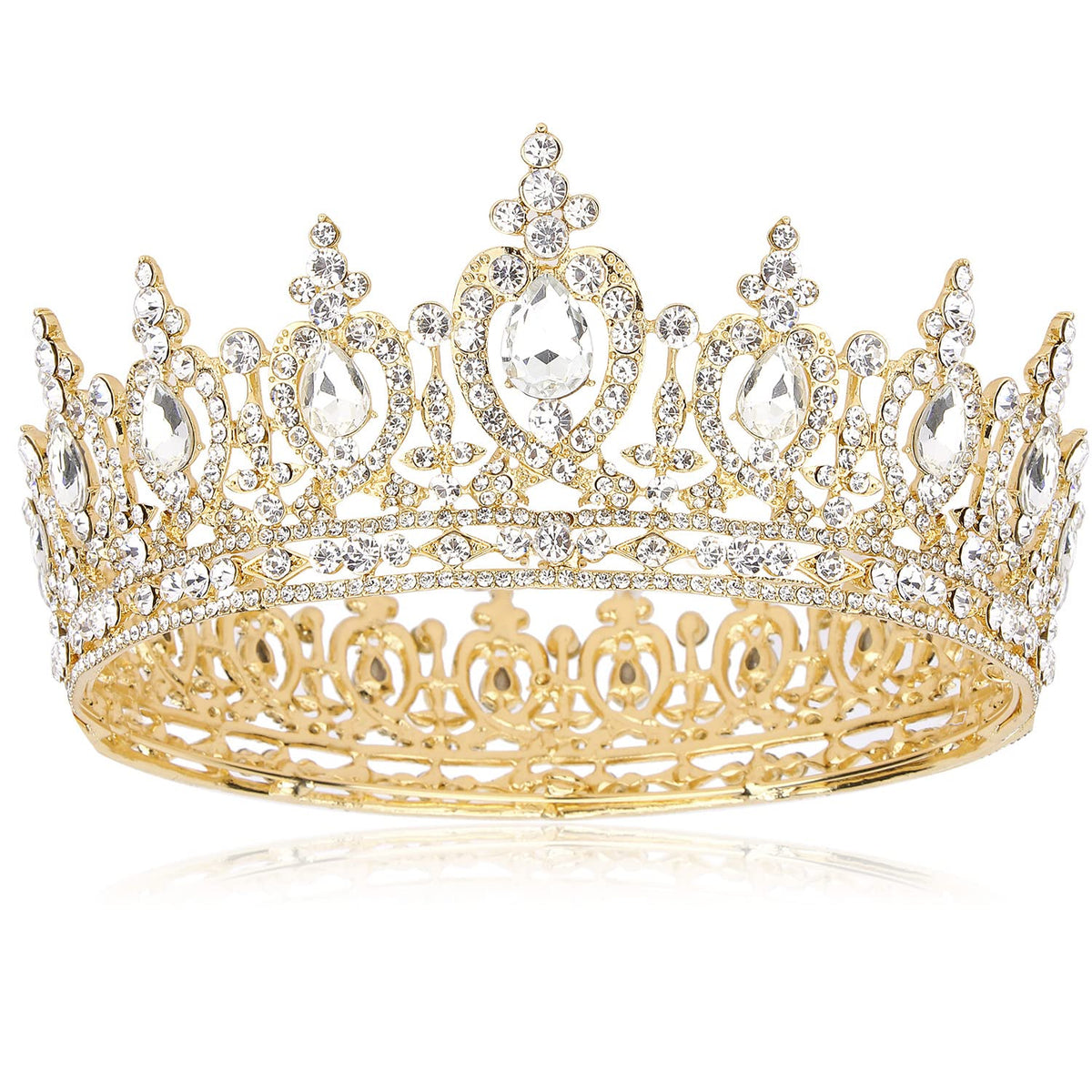 COCIDE Queen Crown crystal tiara gold, ideal for weddings and glamorous hairstyles.