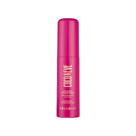 Coco & Eve anti-aging tanning serum bottle with pump for easy application and gradual glow.
