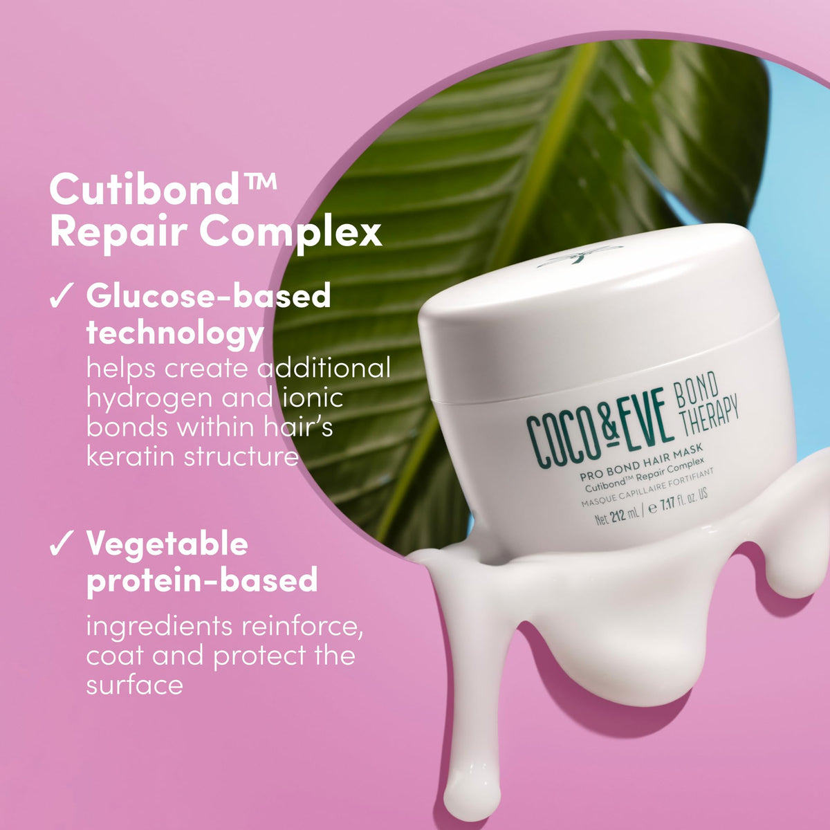 Hair being treated with Coco & Eve Bond Therapy Pro Bond Mask showing smooth strands