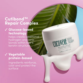 Hair being treated with Coco & Eve Bond Therapy Pro Bond Mask showing smooth strands