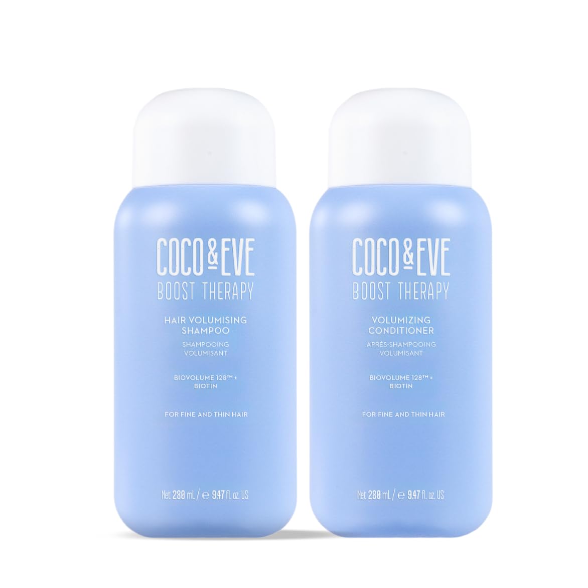 Coco & Eve Boost Therapy shampoo bottle offering volume for fine hair