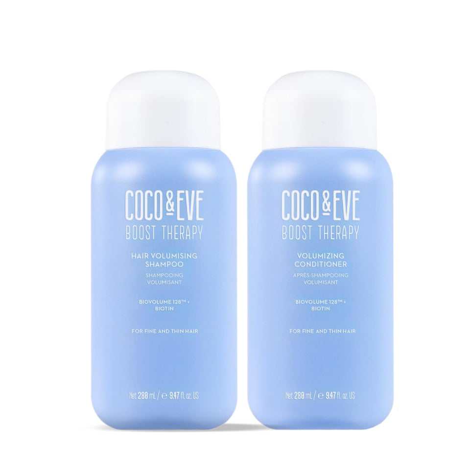 Coco & Eve Boost Therapy shampoo bottle offering volume for fine hair
