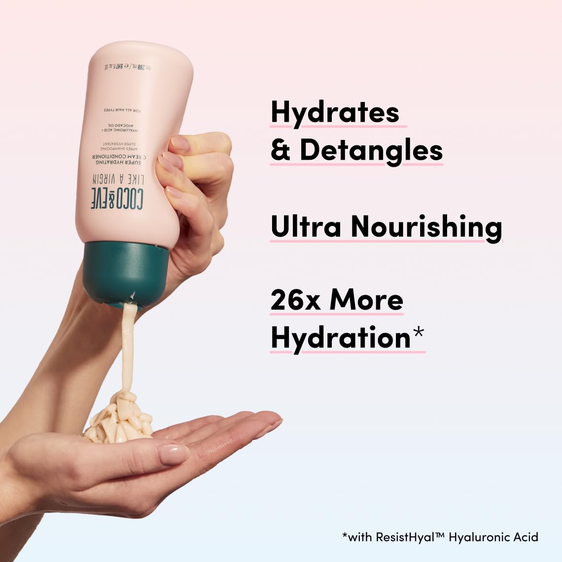 Coco & Eve Like A Virgin conditioner sample texture shows creamy, luxurious moisture