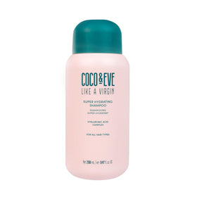 Coco & Eve Like A Virgin shampoo bottle highlights hydration for dry hair.