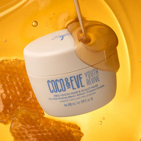 Coco & Eve Pro Youth Mask in hand shows easy application for youthful, hydrated hair.