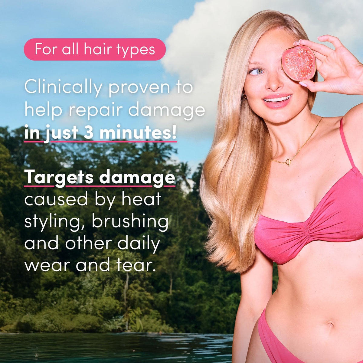 Coco & Eve leave-in treatment close-up demonstrates rapid 3 minute repair concept