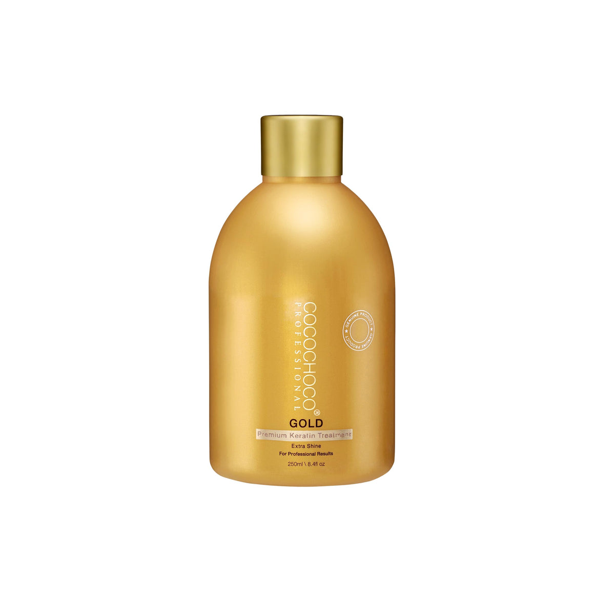 COCOCHOCO Gold Keratin bottle 250ml showcases premium treatment for smoother hair.