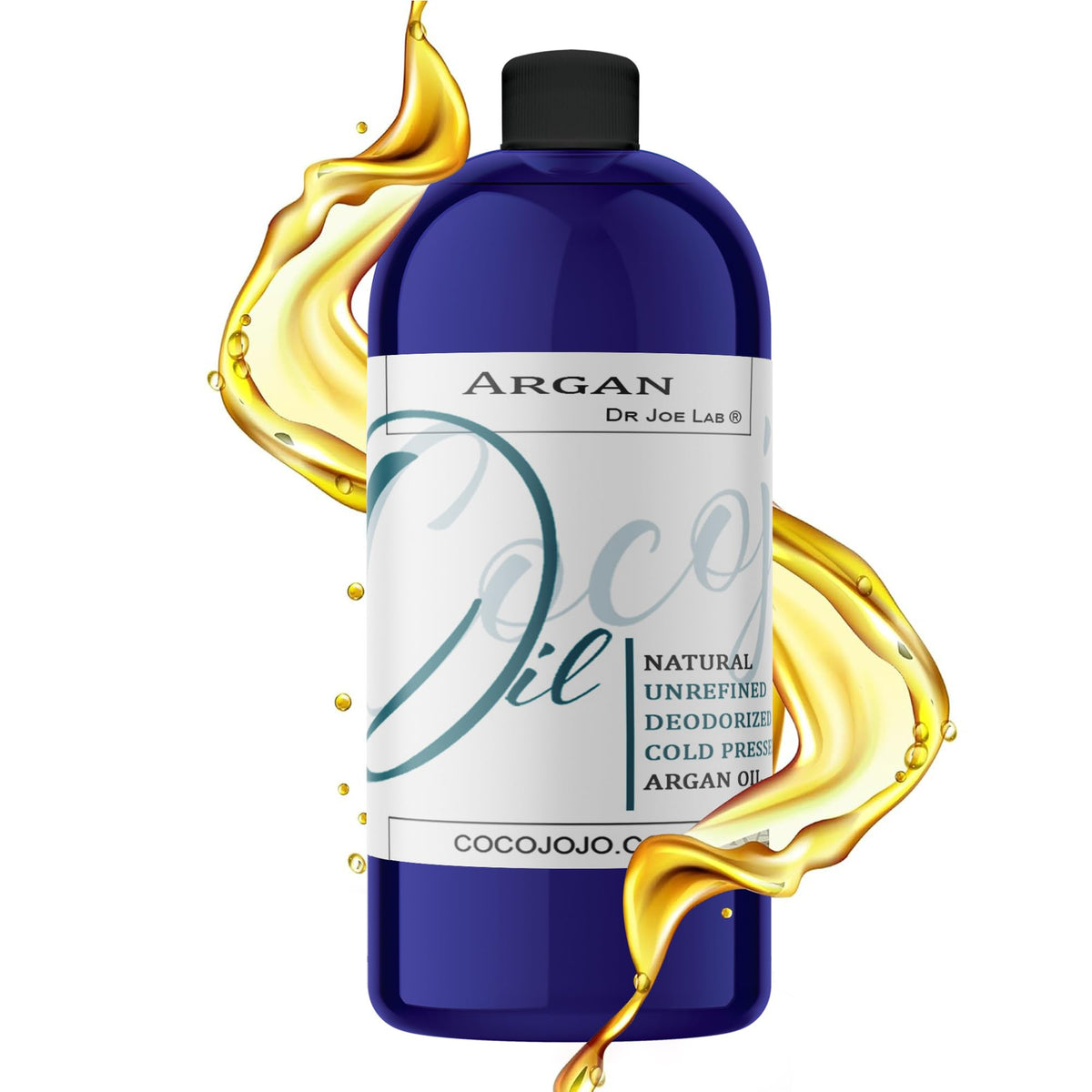 Cocojojo deodorized argan oil bottle for hair provides deep hydration without fragrance.