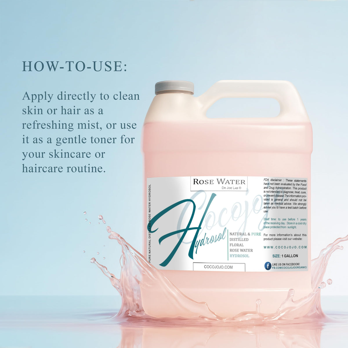 COCOJOJO Rose Hydrosol alcohol-free formula suited for sensitive skin.