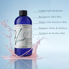 Hands spritz Cocojojo Rose Hydrosol to refresh and hydrate skin mid-day.