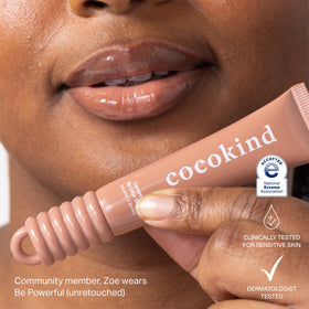Cocokind Ceramide Lip Blur Balm with built-in ring cap keeps lip care handy on the go.