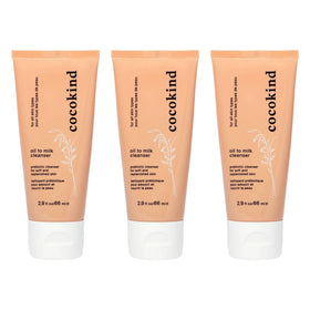 Cocokind Oil to Milk Face Wash bottle pump demonstrates gentle cleansing and makeup removal.