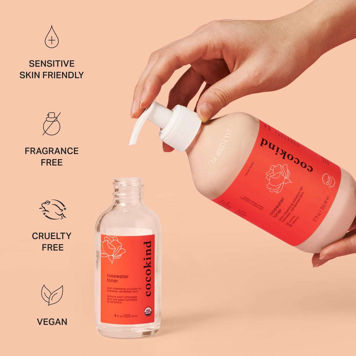 Cocokind Rosewater Toner rose hydrosol close-up for soothing skin