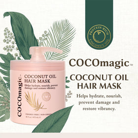 Cocomagic Coconut Oil Hair Mask ingredient blend with bamboo, chamomile, green tea and ginseng