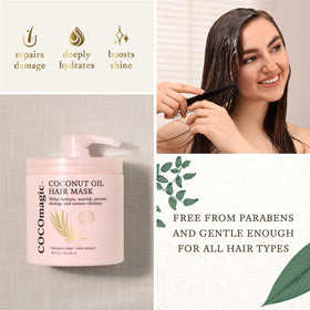 Cocomagic hair mask in action delivering frizz control and hydration