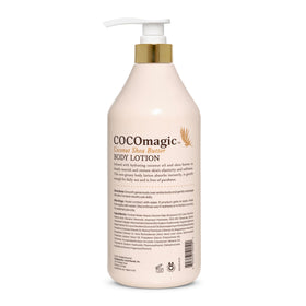 Cocomagic Coconut Shea Butter Lotion texture closeup reveals creamy, non-greasy feel.