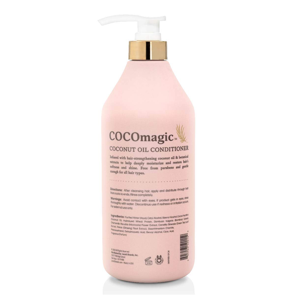 Cocomagic conditioner being poured for easy detangling and shine.