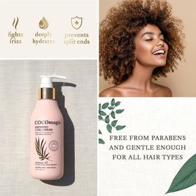 Cocomagic Defining Curl Cream defines curls with natural shine and humidity resistance