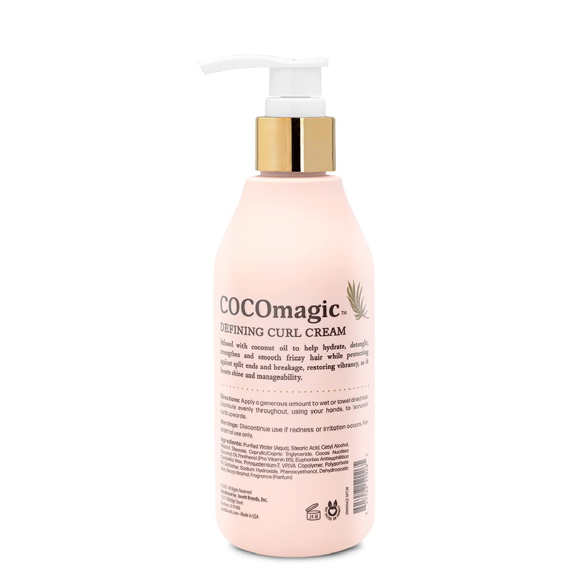 Cocomagic Defining Curl Cream pump dispense enables easy, mess-free application for smooth styling