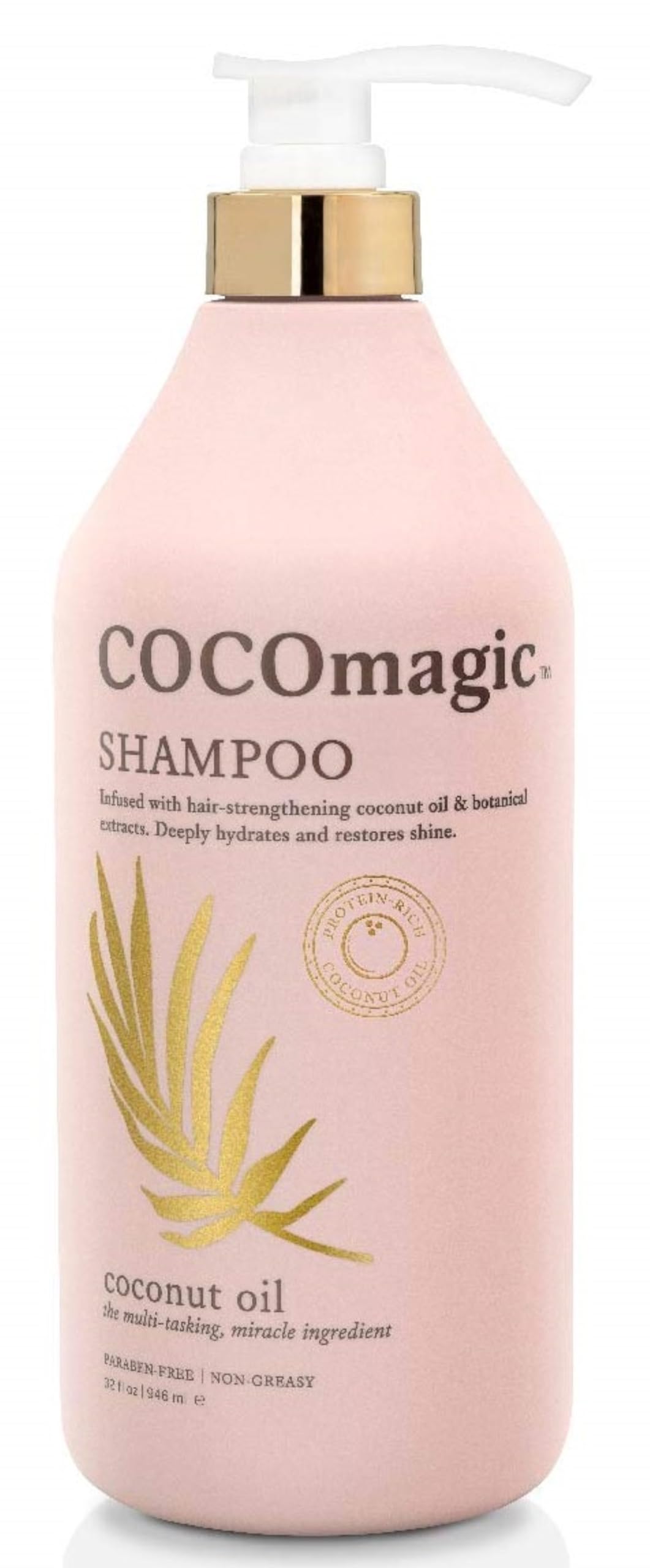 CocoMagic Nourishing Shampoo bottle front showing the hydrating formula for all hair types