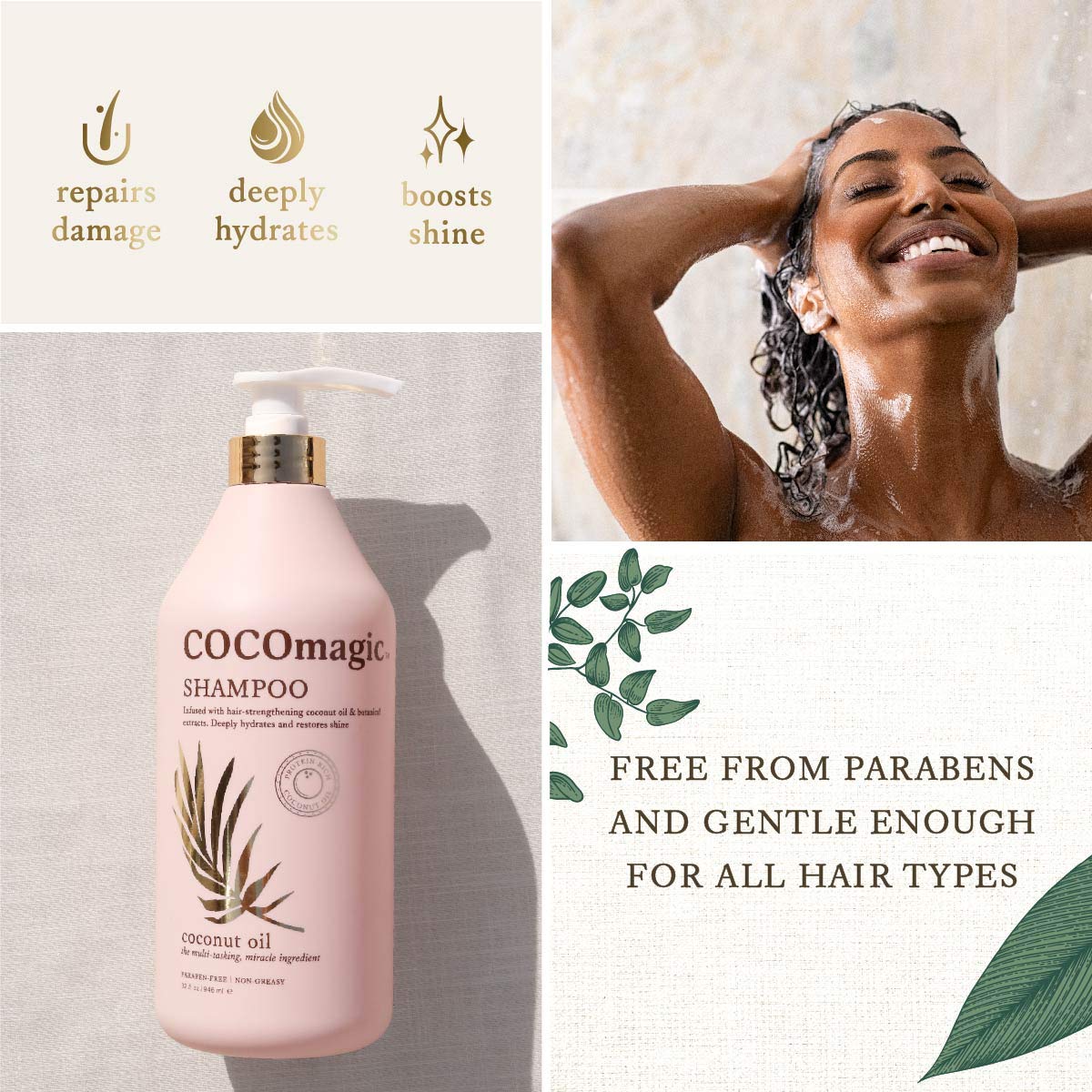 Soft hair after using CocoMagic Nourishing Shampoo demonstrates nourishment